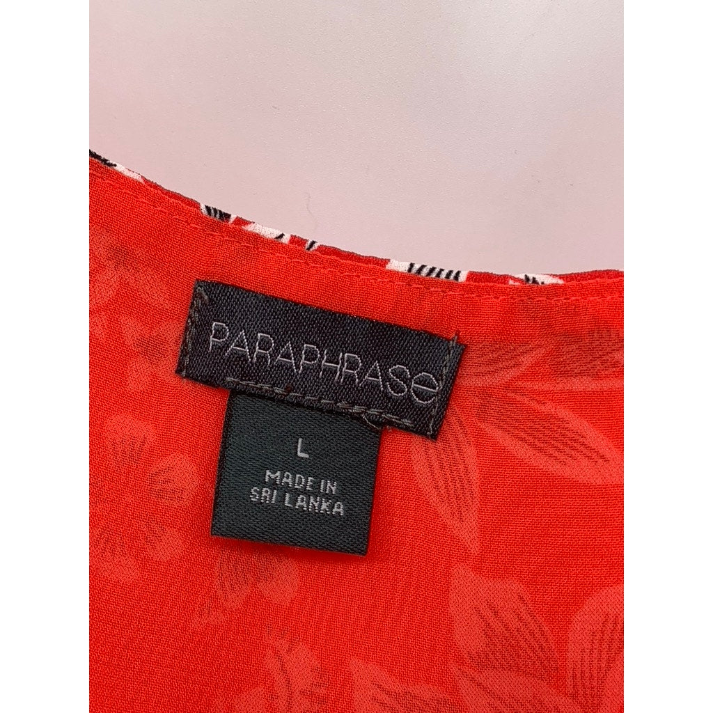 PARAPHRASE Women's Red Floral Cold-Shoulder Top SZ L