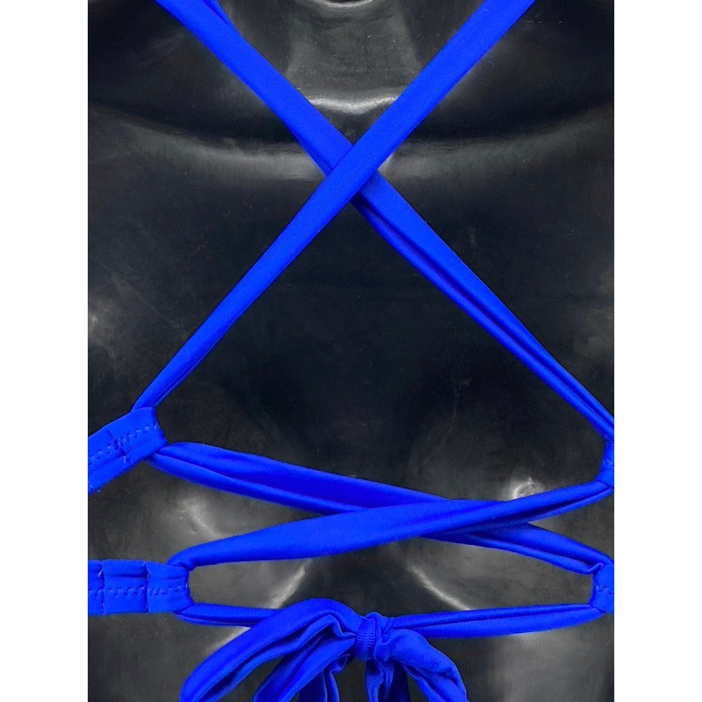FASHION NOVA Women's Royal Blue Scoop-Neck Strappy Back Bikini Top SZ M