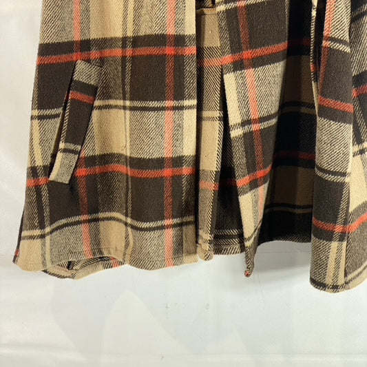 COCO + CARMEN Women's Hooded Brown Plaid Toggle Poncho Ruana OS