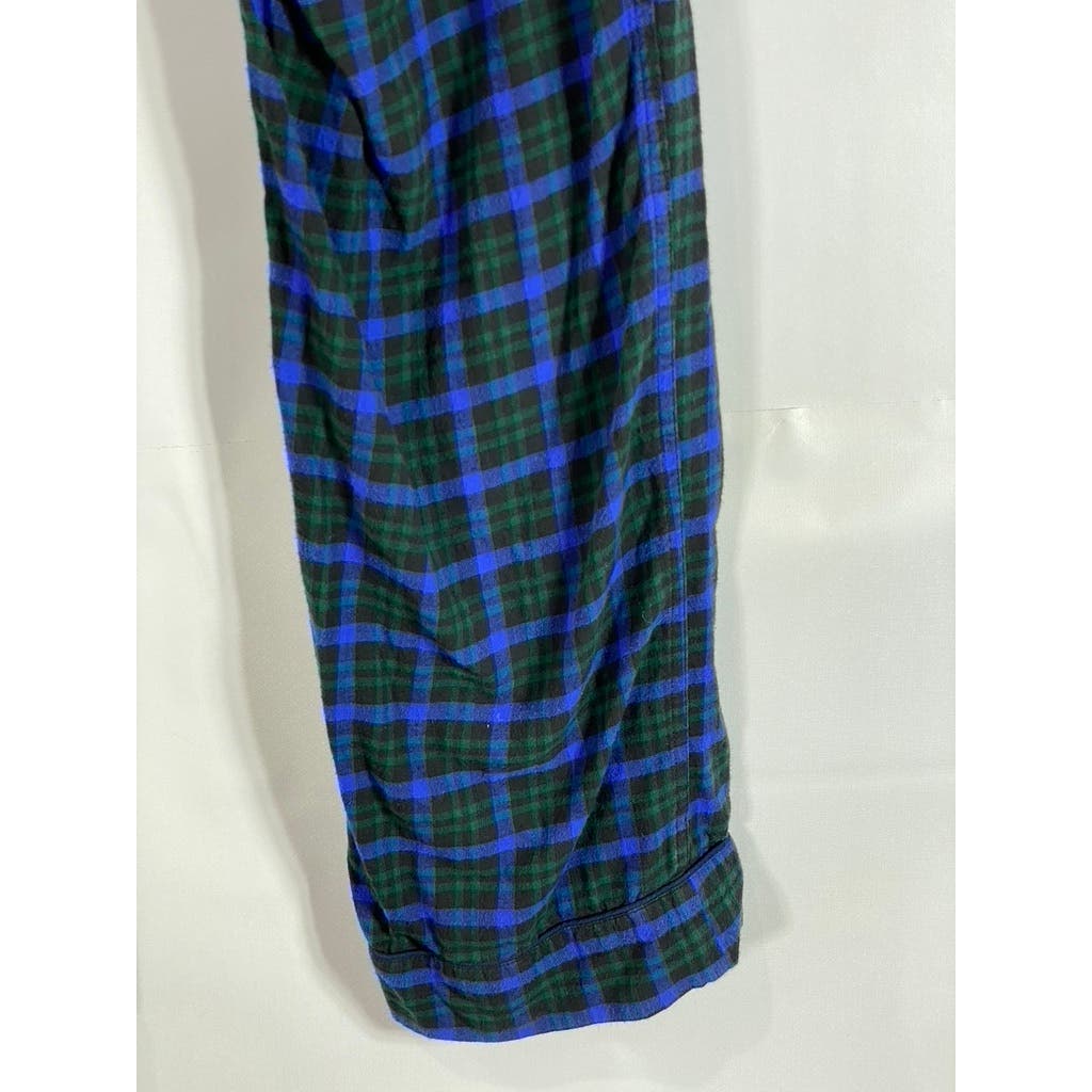 J.CREW Women's Blue/Green Plaid Vintage Drawstring Flannel Pajama Pant SZ M