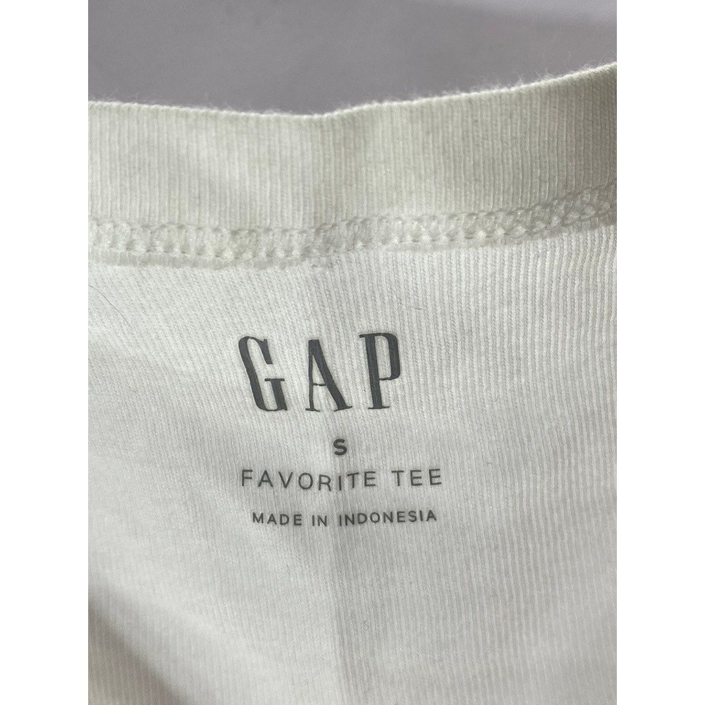 GAP Women's White Solid Boatneck Long Sleeve Favorite Tee SZ S