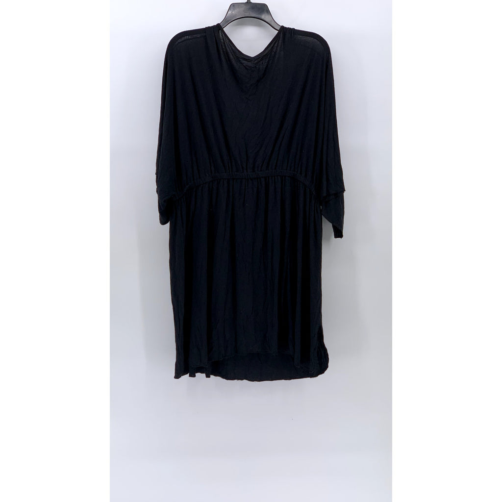 UNBRANDED Women's Black Shell Keyhole Plunging V-Neck Short Sleeve Dress SZ L
