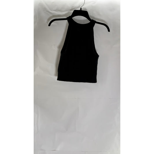 DIVIDED By H&M Women's Black Chunky Knit Halter Crop Top SZ L