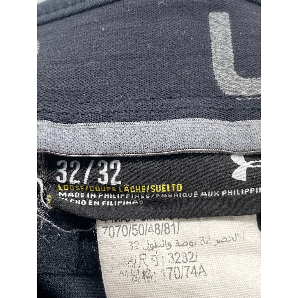 UNDER ARMOUR Men's Black Loose-Fit Straight-Leg Pants SZ 32X32