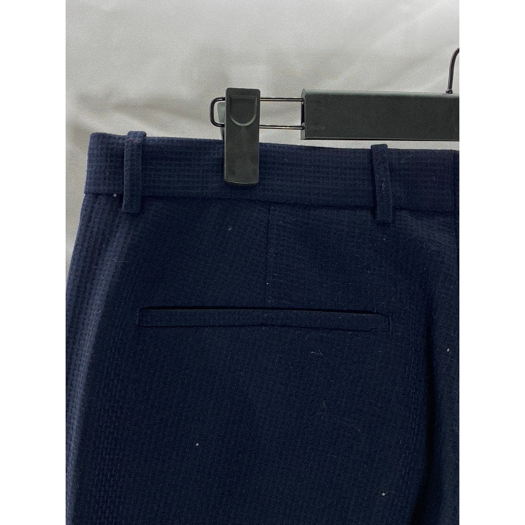 THEORY Men's Navy Waffle Textured Logan Tailored Flat-Front Dress Pant SZ 34