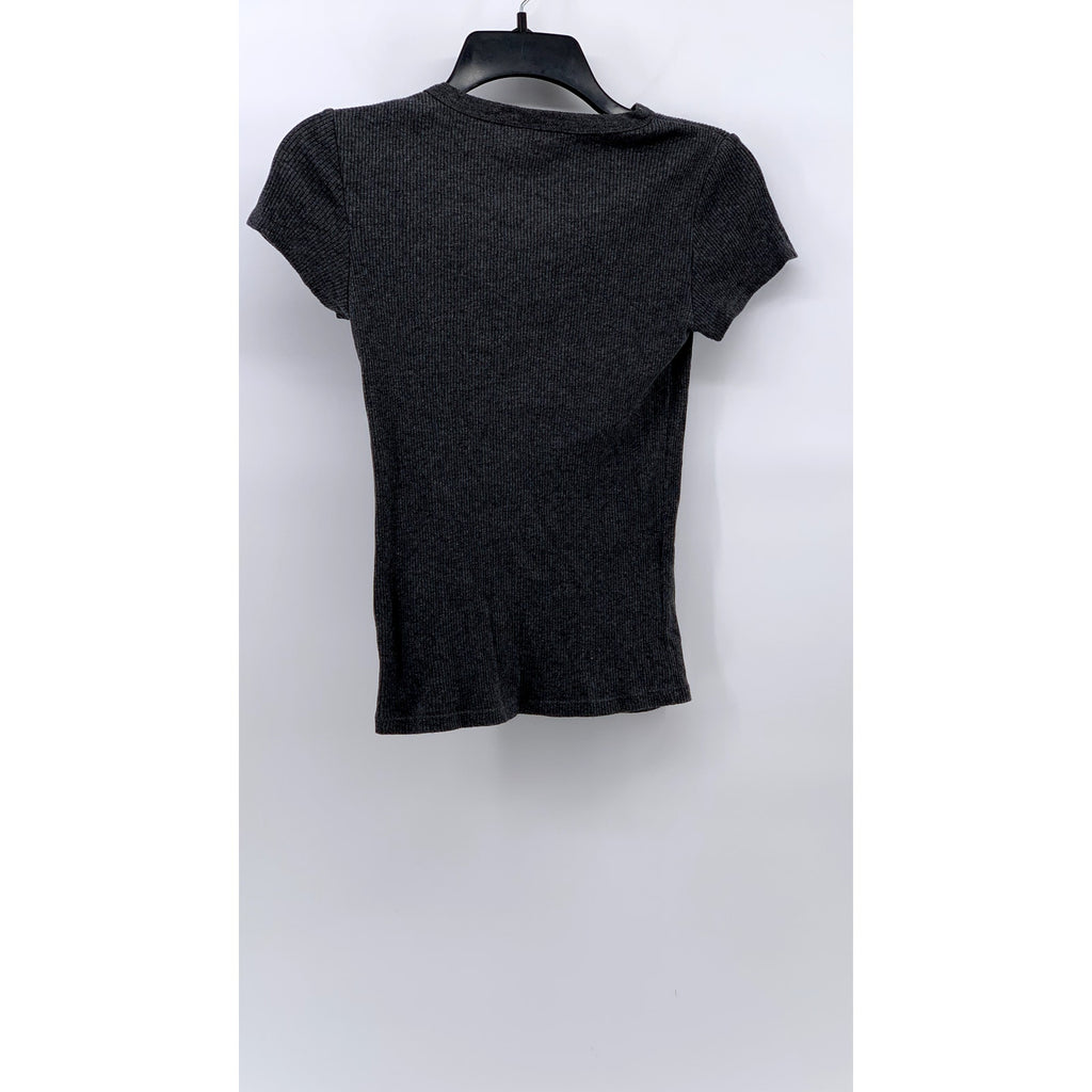UNIQLO Women's Charcoal Gray Ribbed Crewneck Short Sleeve Casual T-Shirt SZ XS