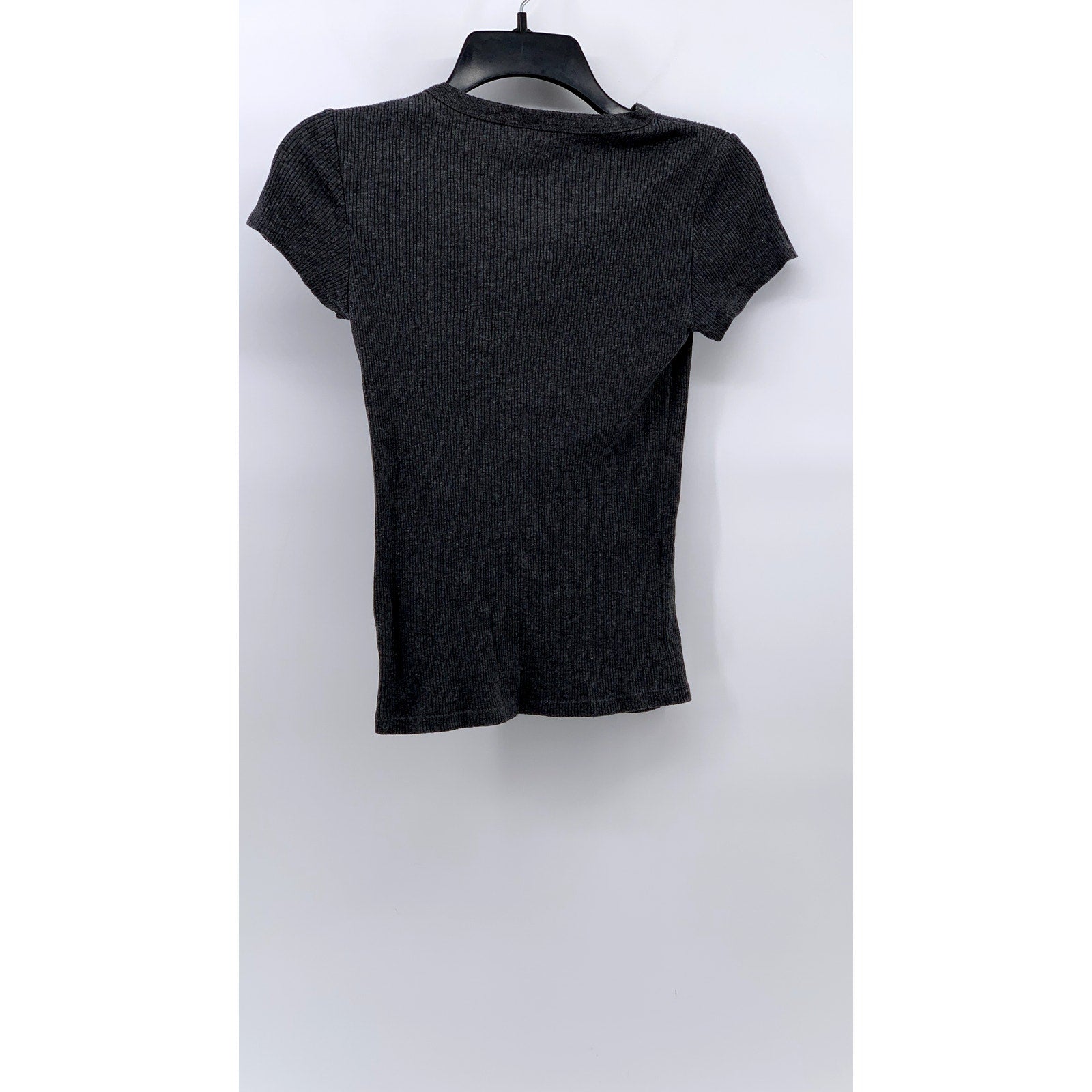 UNIQLO Women's Charcoal Gray Ribbed Crewneck Short Sleeve Casual T-Shirt SZ XS