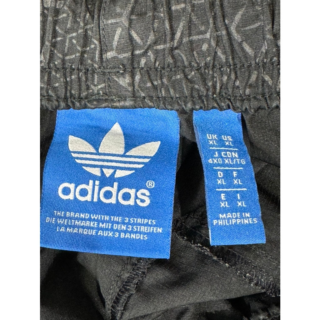 ADIDAS Men's Black Printed Elastic Drawstring Pull-On Active Shorts SZ XL