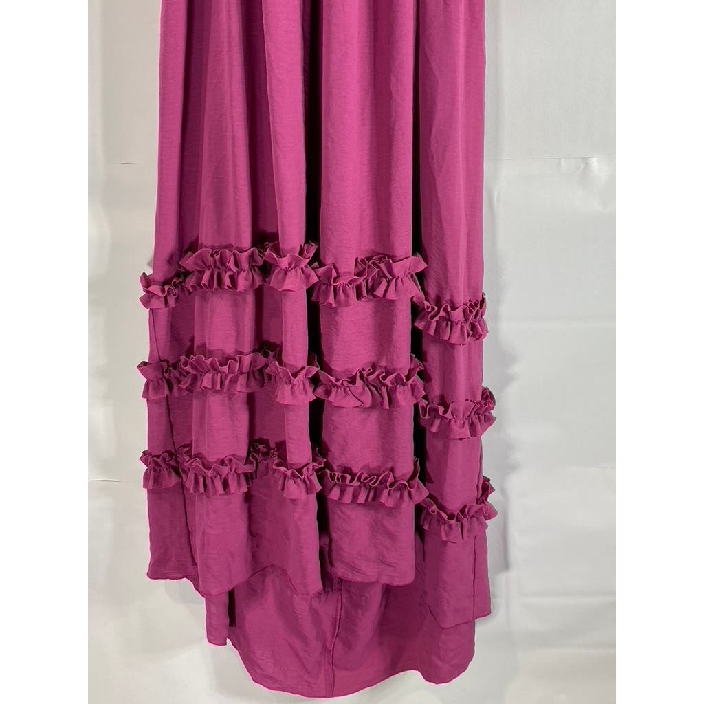 CIDER Women's Violet Solid Shirred Smocked Bodice Halter Maxi Dress SZ M(US6)