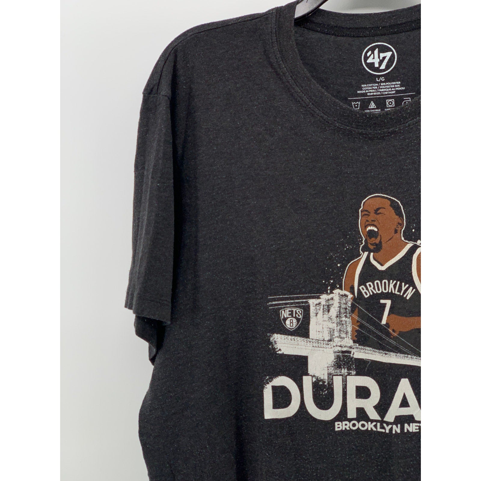 47' Men's Heathered Charcoal NBA Brooklyn Nets Kevin Durant Player T-Shirt SZ L