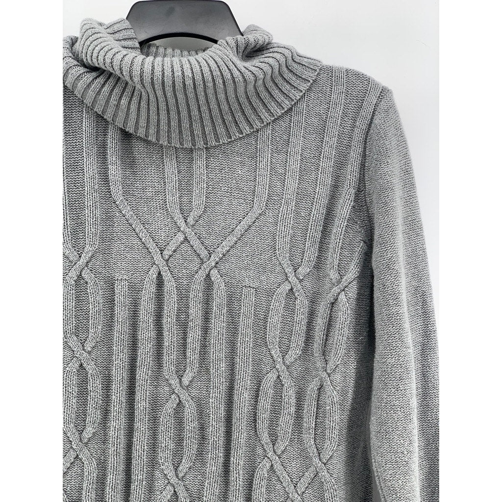 JILLIAN NICOLE Women's Petite Gray Cable Knit Turtle Neck Sweater SZ PL