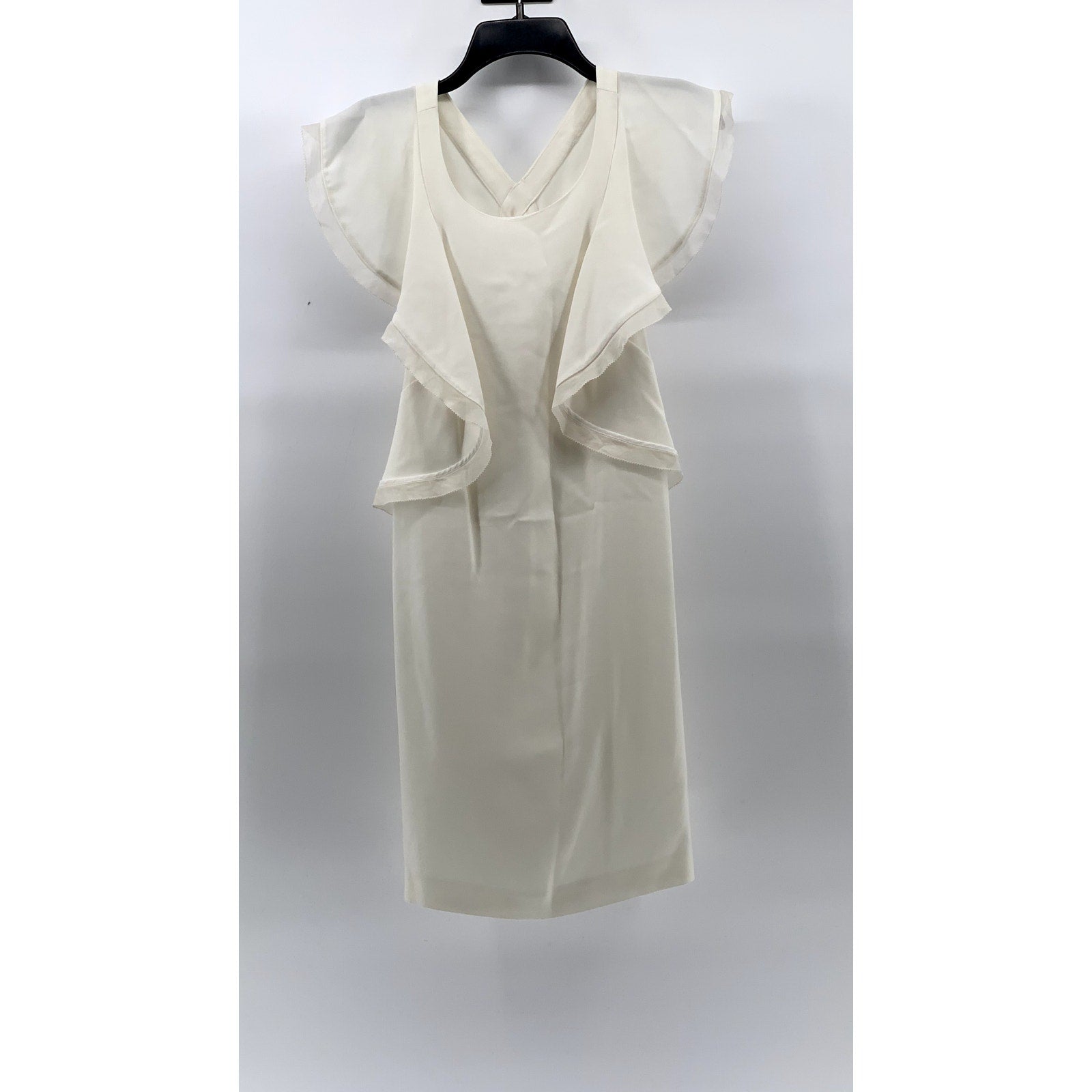 CLUB MONACO Women’s White Irina Ruffle-Sleeve Sheath Knee-Length Dress SZ 2