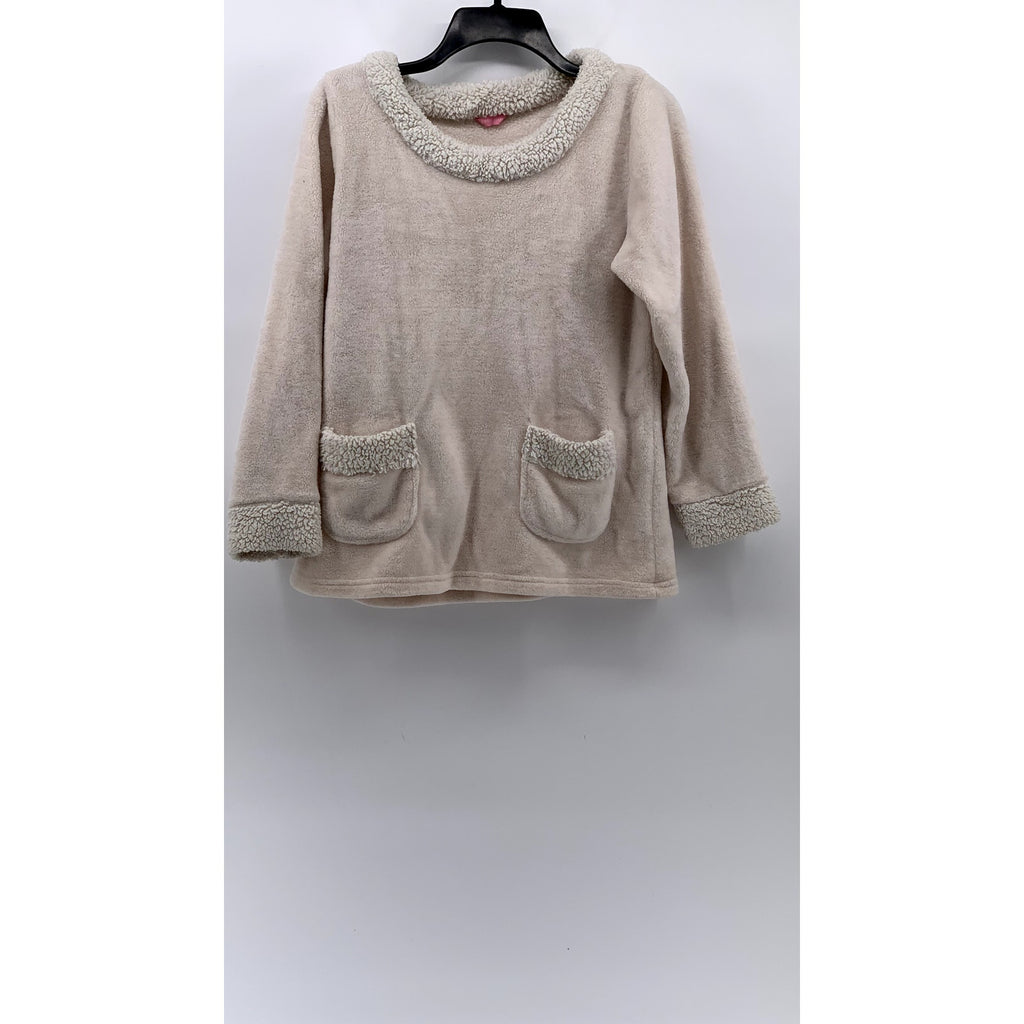 LOVE HIP Women's Light Pink Fleece Sherpa Lined Crewneck Sweater SZ M-L