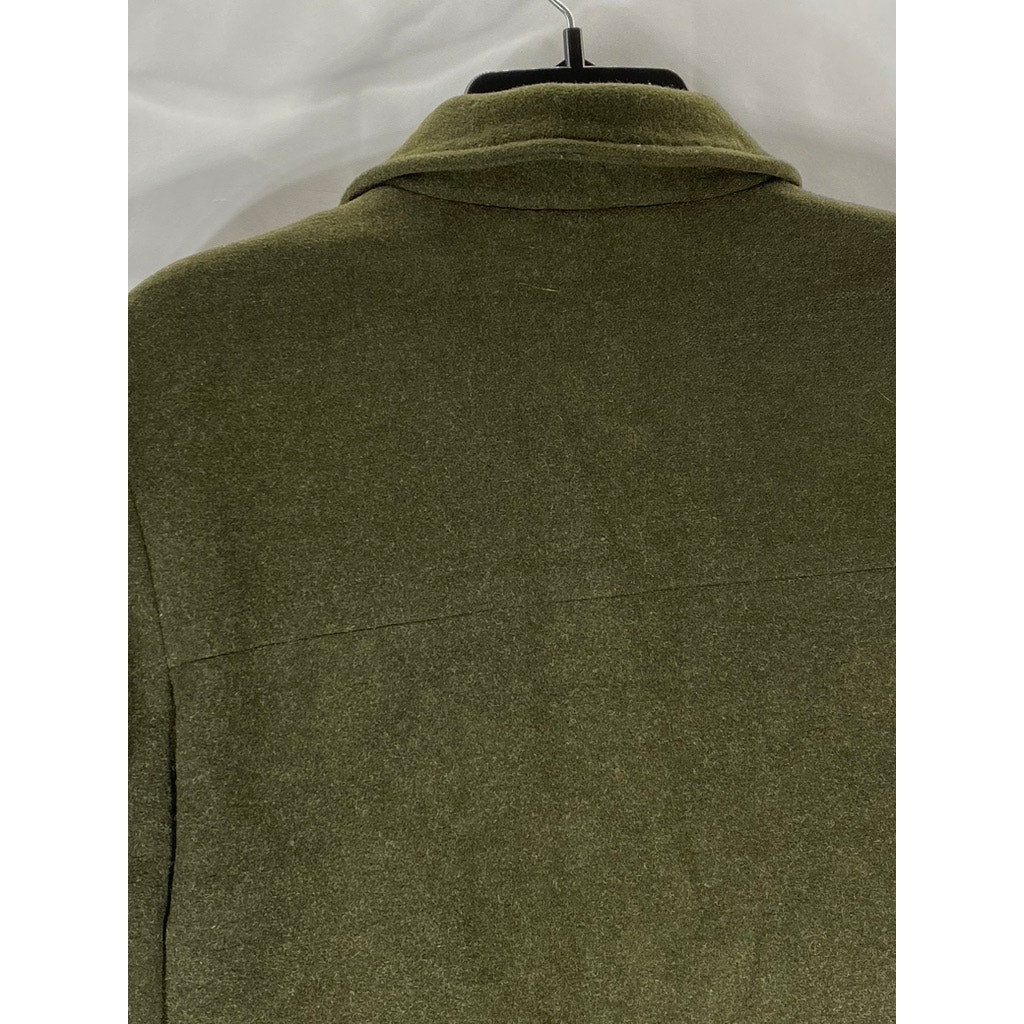 BANANA REPUBLIC Men's Olive Green Stand Collar Zip-Up Virgin Wool Jacket SZ S