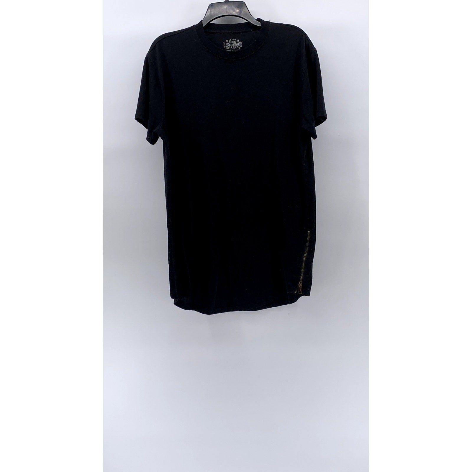 BLEECKER & MERCER Men's Black Crewneck Long Scoop Bottom Zipper-Hem T-Shirt SZ L