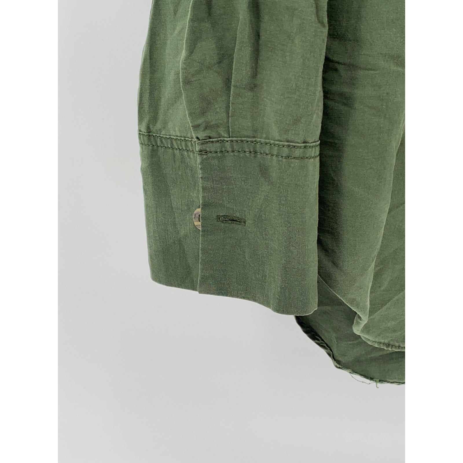 ZARA Women's Olive Green Button-Up Long Sleeve Regular-Fit Top SZ L