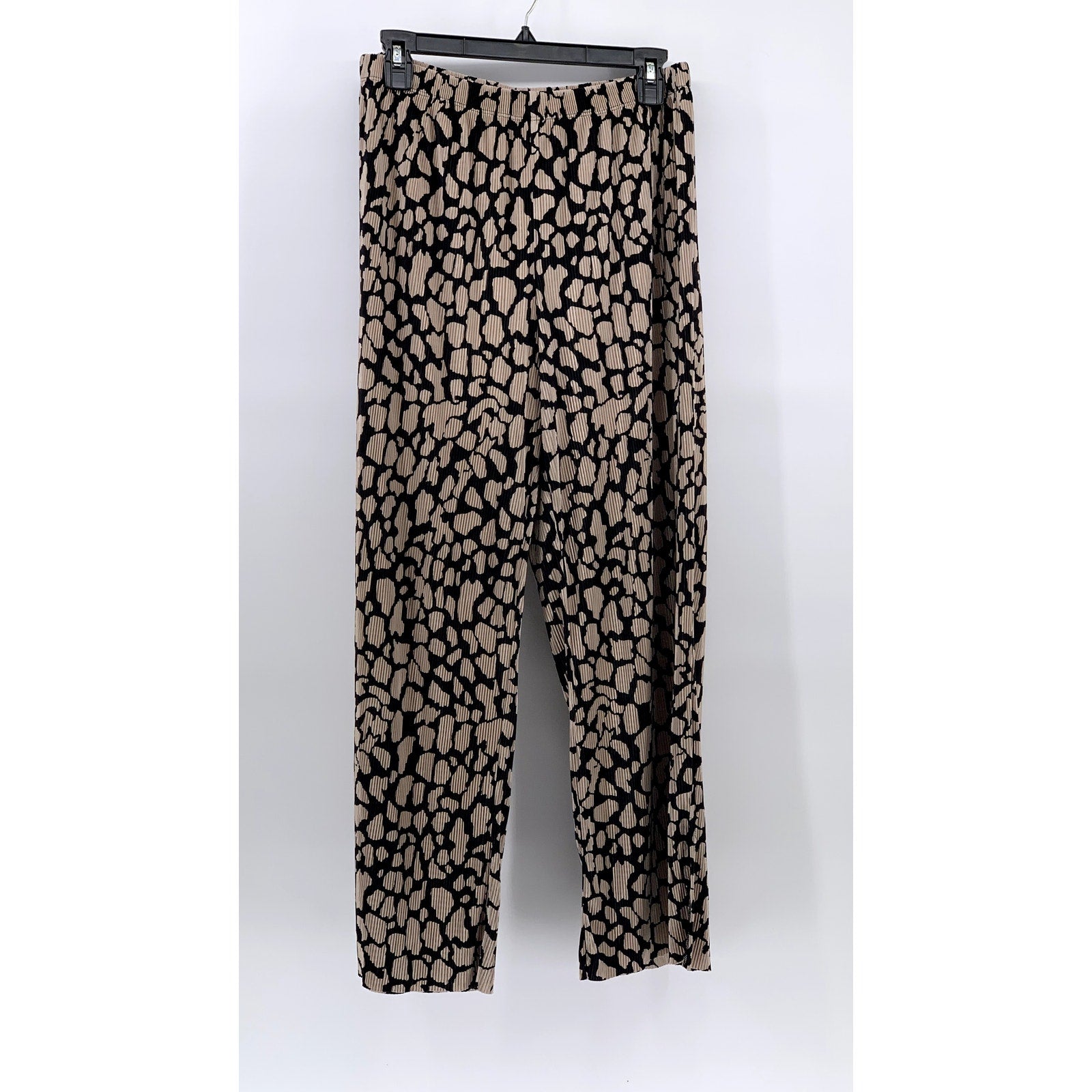 UNBRANDED Women's Brown-Black Printed Elastic-Waist Relaxed Fit Pant SZ M
