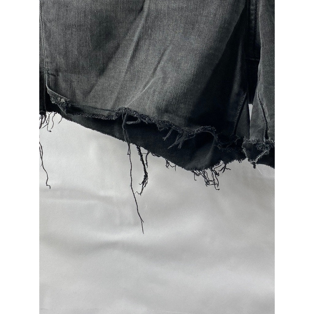 JOE'S Women's Washed Black Raw-Hem Denim Relaxed-Fit Five-Pocket Shorts SZ 29