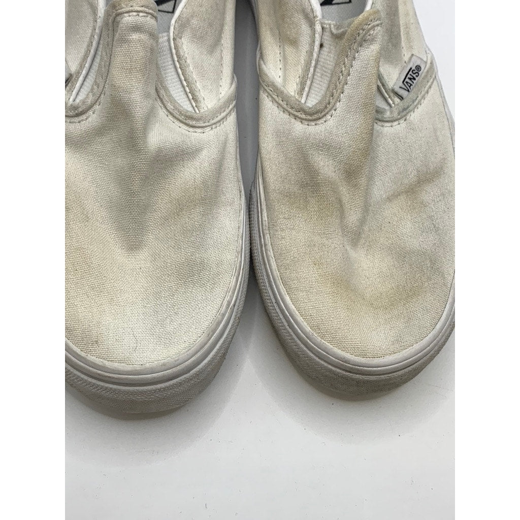 VANS Unisex Kids White Canvas Classic Slip-On Sneakers SZ 3