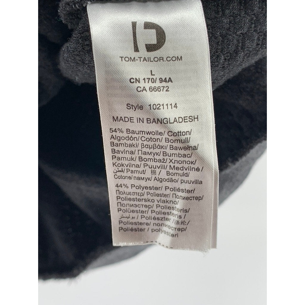 DENIM TOM TAILOR Women's Black Textured Crewneck Top SZ L