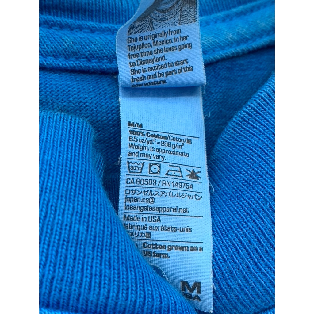 LOS ANGELES APPAREL Men's Blue Garment Dyed Long Sleeve T-Shirt SZ M