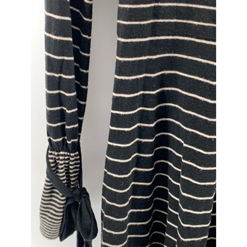 WAREHOUSE. Women's Black-White Striped Long Sleeve Open-Back Dress SZ 12(US8)