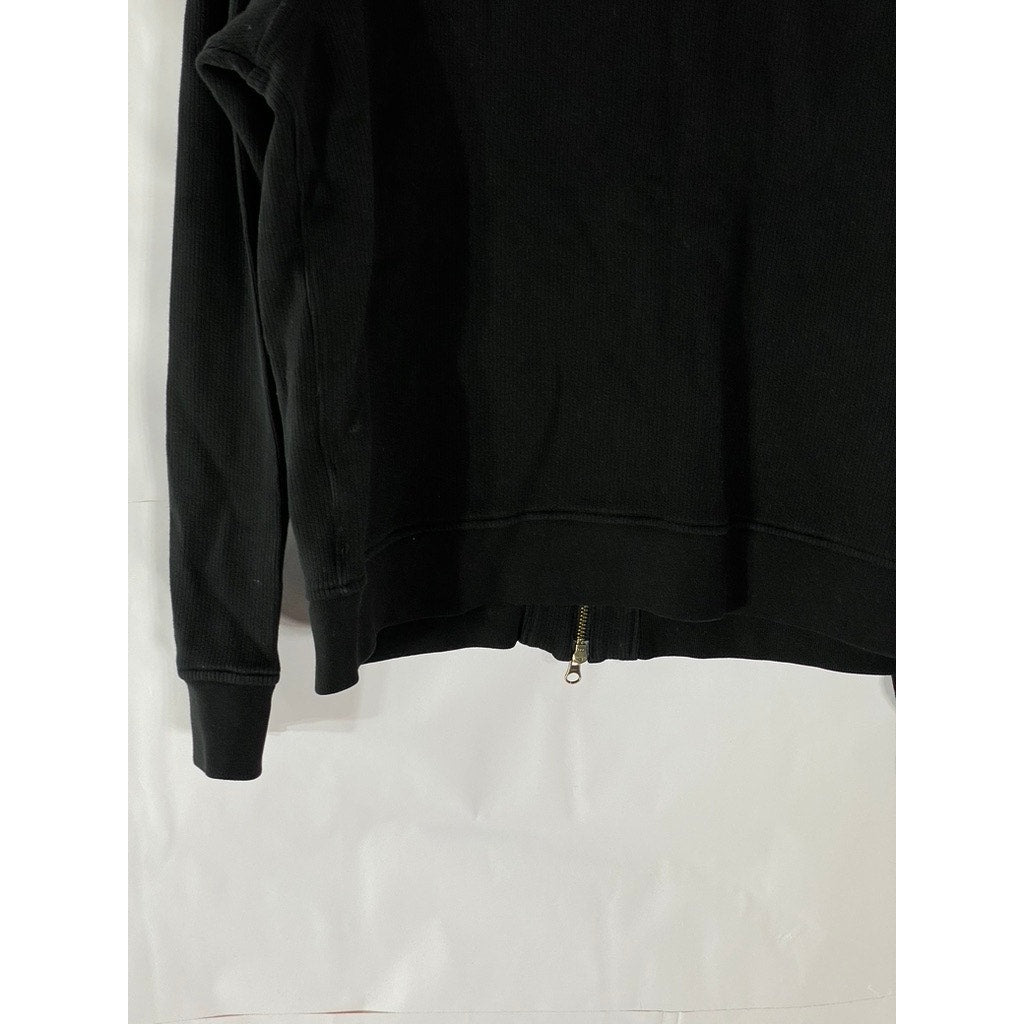 BANANA REPUBLIC Men's Black Rib Stand Collar Zip-Up Long Sleeve Sweater SZ L