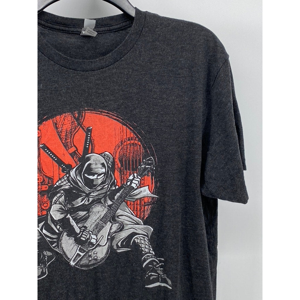 NEXT LEVEL Men's Charcoal Gray Ninja Graphic Crewneck Short Sleeve T-Shirt SZ M