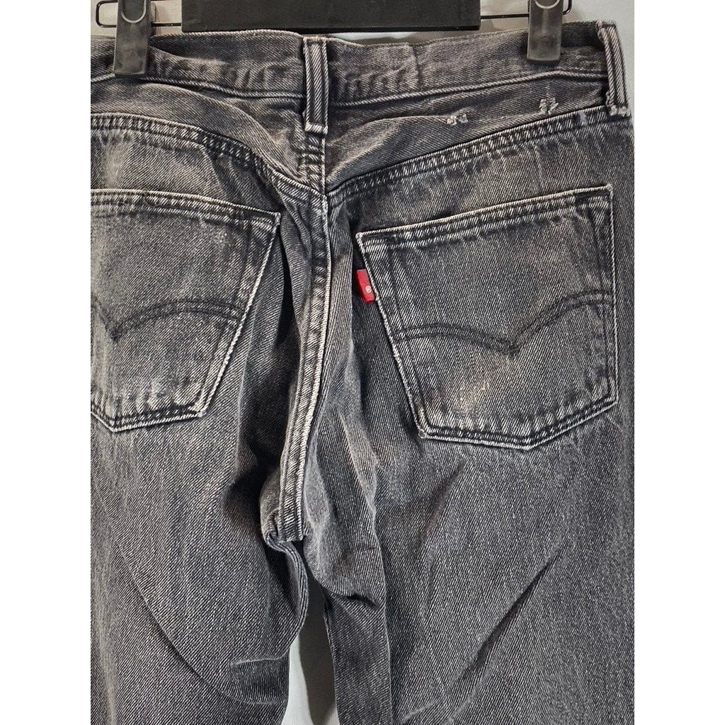 LEVI'S Men's Dark Grey 501 Button-Fly Five-Pocket Straight-Leg Jeans SZ 30X32