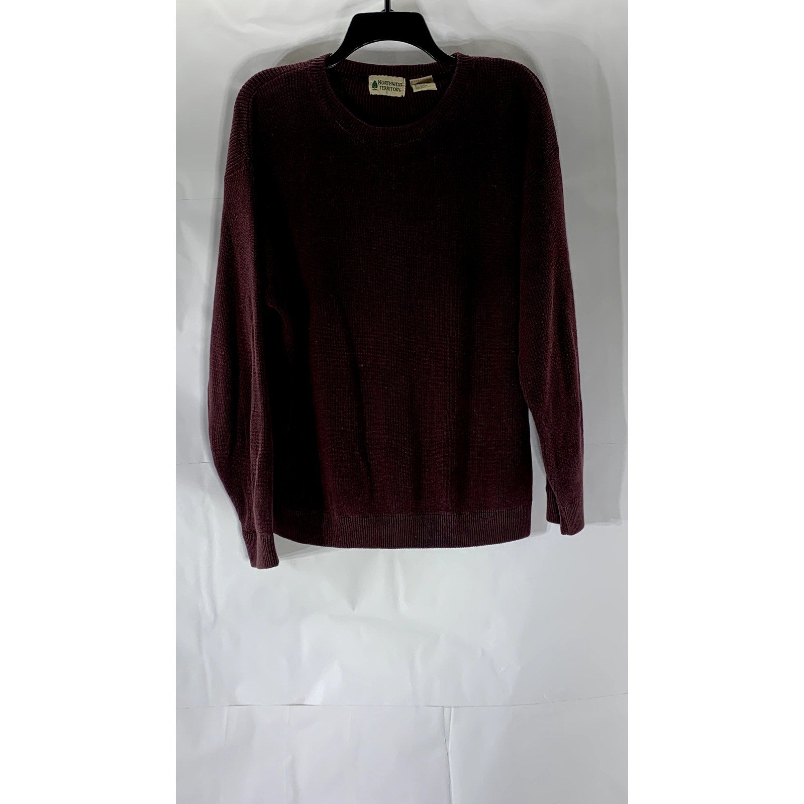 NORTHWEST TERRITORY Men's Vintage Burgundy Rib Knit Crewneck Sweater SZ XL