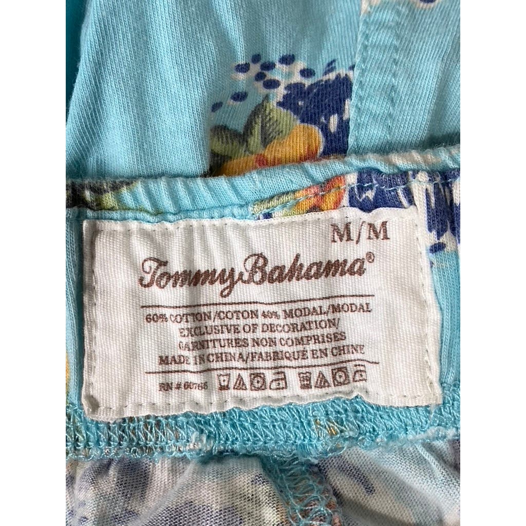 TOMMY BAHAMA Men's Teal Tropical Print Drawstring Pull-On Lounge Pants SZ M