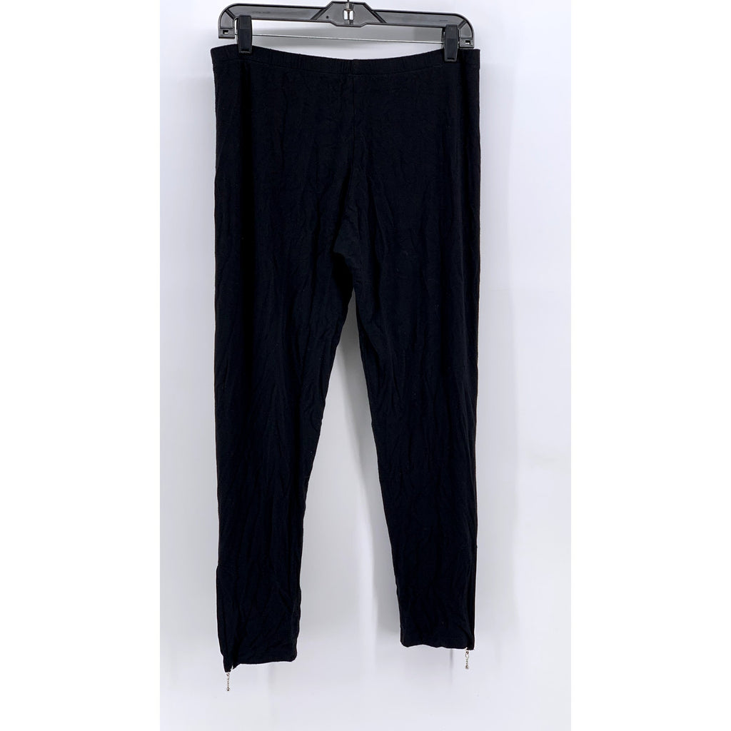 COMFY USA Women's Black Mid-Rise Zipper-Hem Ankle Pants SZ L