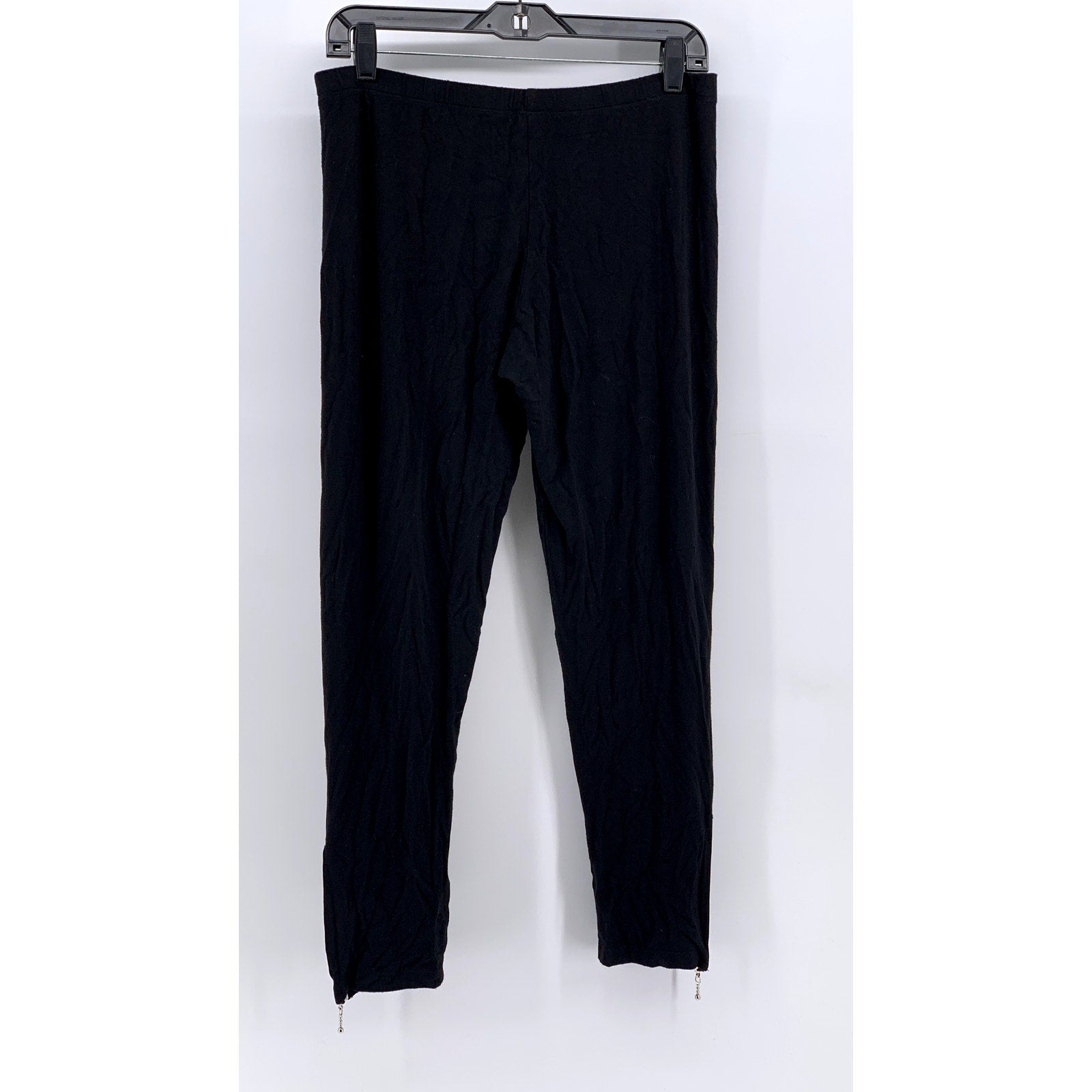 COMFY USA Women's Black Mid-Rise Zipper-Hem Ankle Pants SZ L