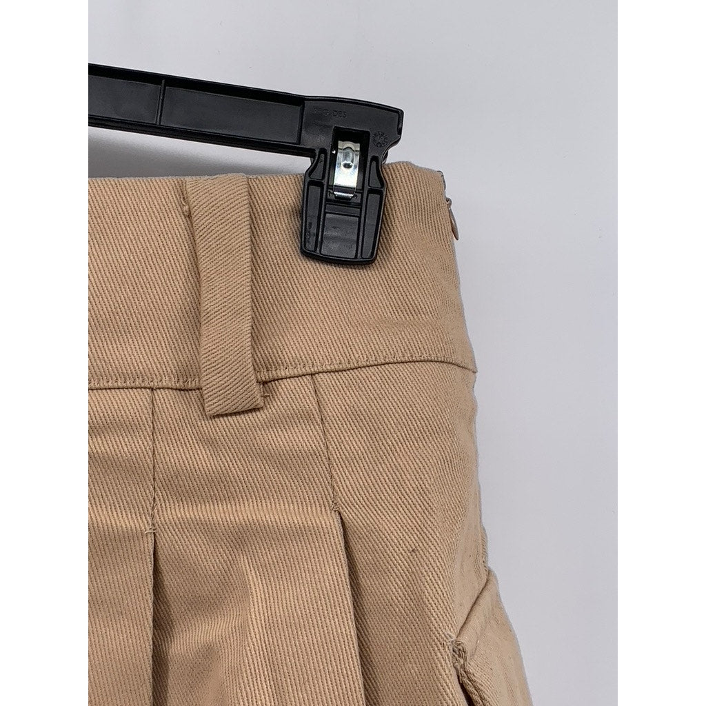 SHEIN Women's Tan Denim Pleated A-Line Tennis Cargo Mini Skirt SZ 4