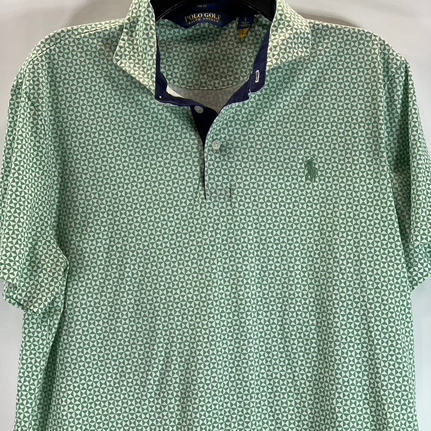 POLO GOLF RALPH LAUREN Men's Green Printed Pro Fit Short Sleeve Polo Shirt SZ L