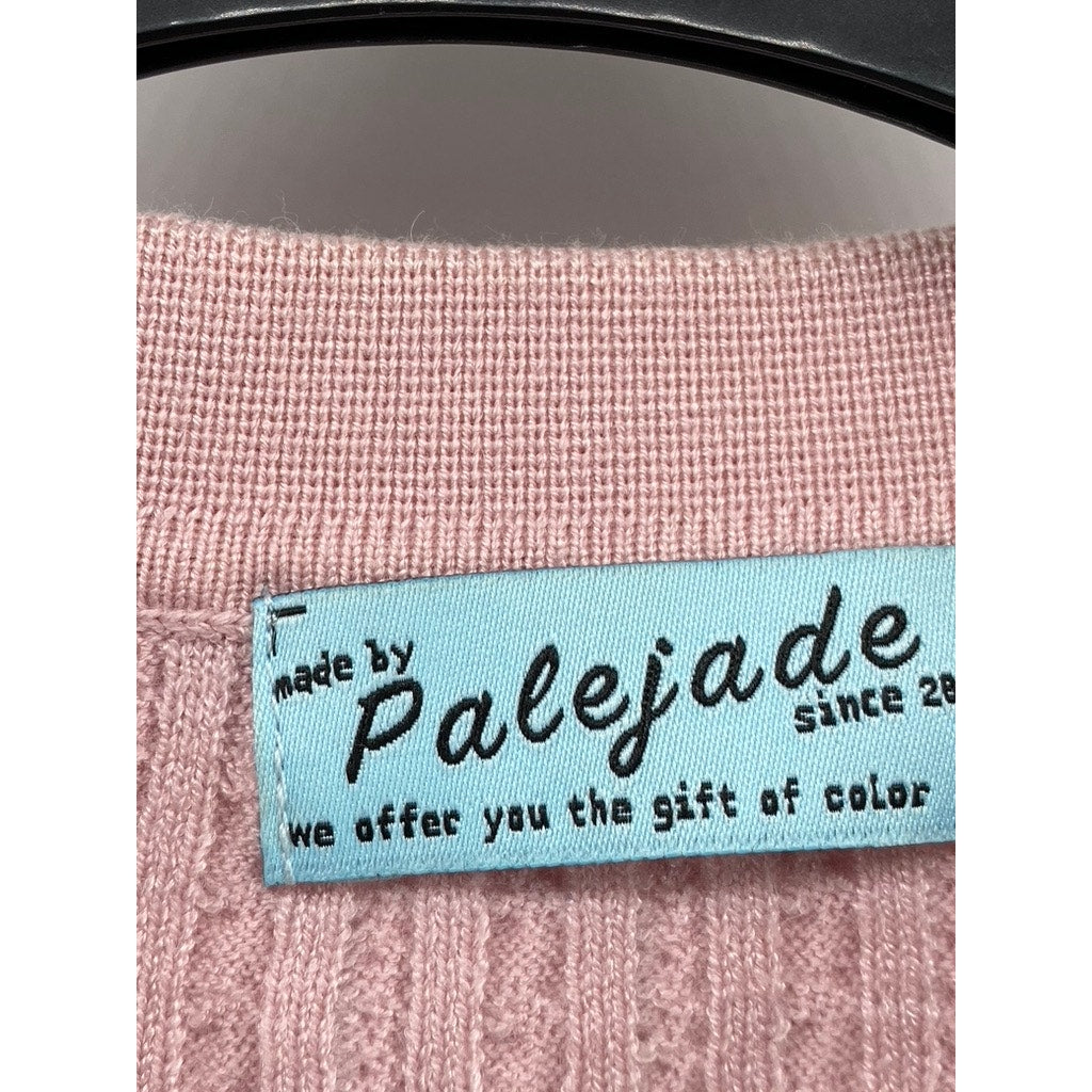 PALE JADE Women's Pink Button-Down Cable-Knit Long Sleeve Top SZ XS