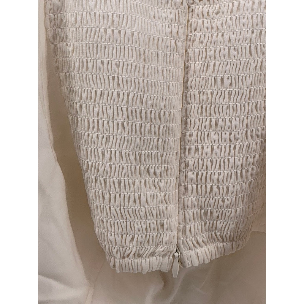 ABERCROMBIE & FITCH Women's Cream V-Neck O-Ring Cropped Top SZ XL