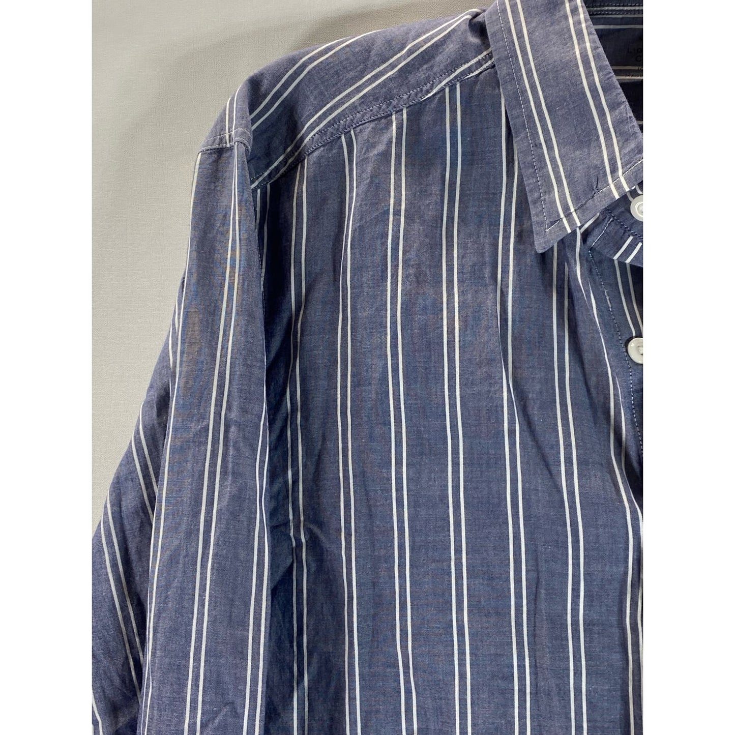 J. CREW Men's Blue Striped Chambray Lightweight Button-Up Long Sleeve Shirt SZ S