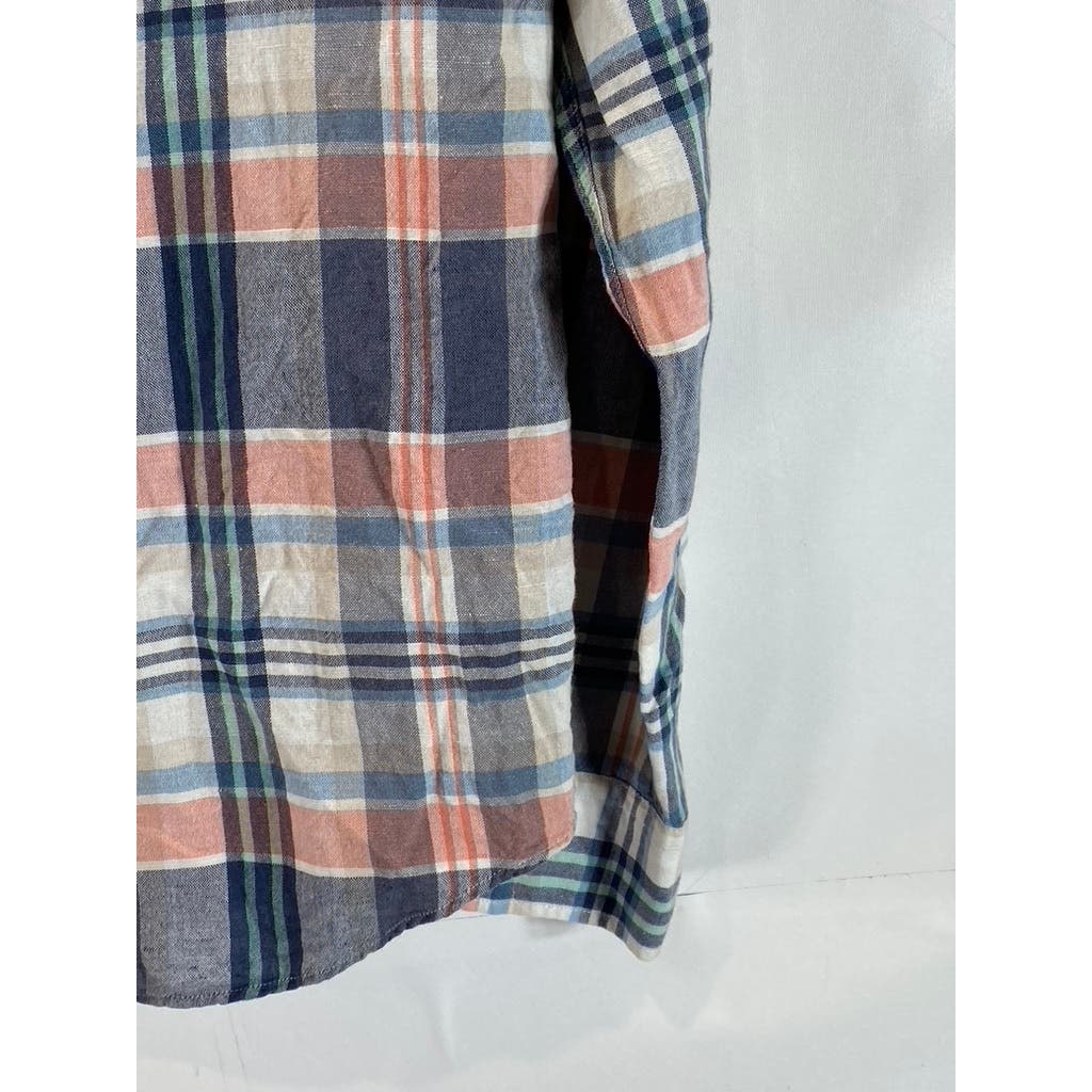 AMERICAN EAGLE Men's Blue/Orange Plaid Seriously Soft Classic Shirt SZ M