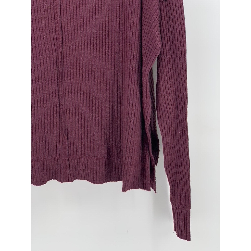 WILD FABLE Women's Maroon Ribbed V-Neck Dolman Sleeve Top SZ L