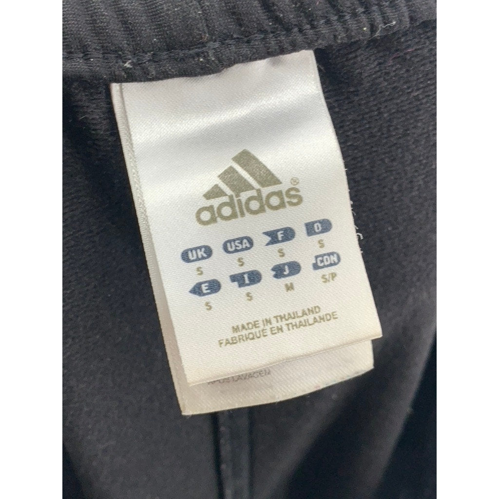 ADIDAS Men's Black-White 3-Stripe Relaxed Fit Straight Leg Track Pants SZ S