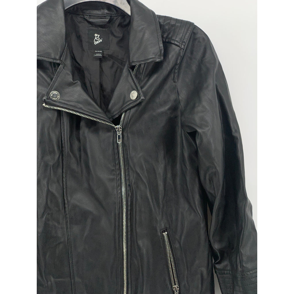 ART CLASS Girls’ Black Faux Leather Zip-Up Long Sleeve Moto Jacket SZ XL(14-16)