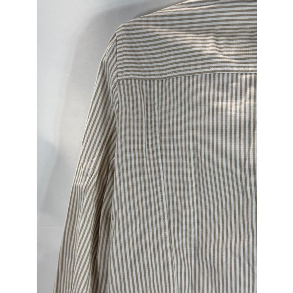 MARELLA SPORT Women's Button Down Striped Tan/White Shirt Jacket SZ 10 US