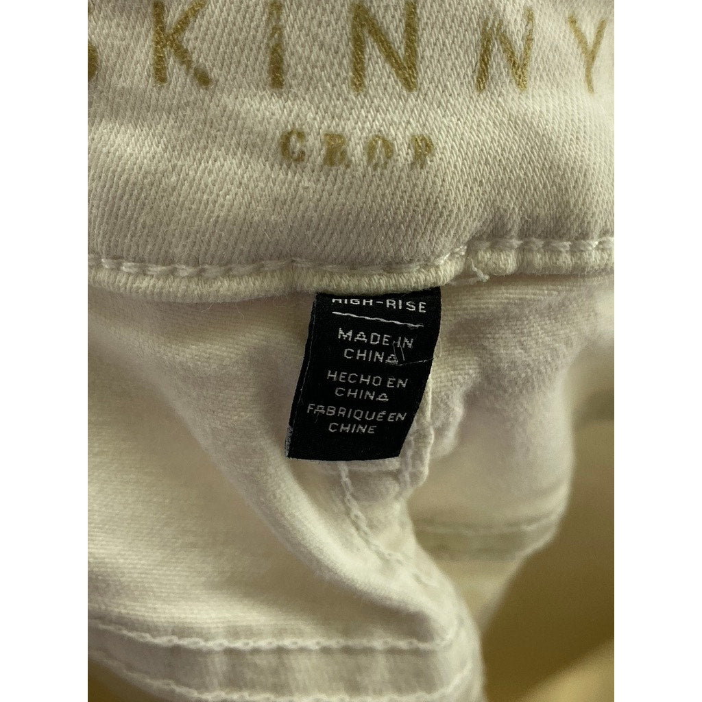 WHITE HOUSE BLACK MARKET Women's White High-Rise The Skinny Cropped Jean SZ 8