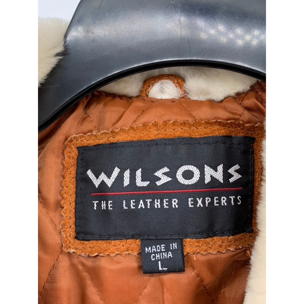 WILSONS THE LEATHER EXPERTS Women's Vintage Cognac Belted Coat SZ L