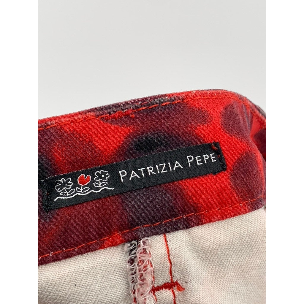 PATRIZIA PEPE Women's Red Printed Front-Zipper Straight Mini Skirt SZ 42(US6)