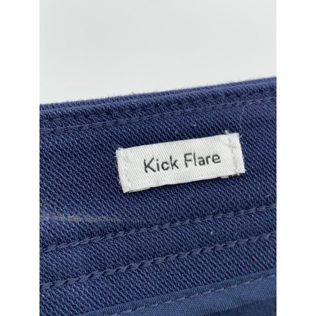 NINE WEST Women's Navy Solid Kick Flare High-Rise Pants SZ XL