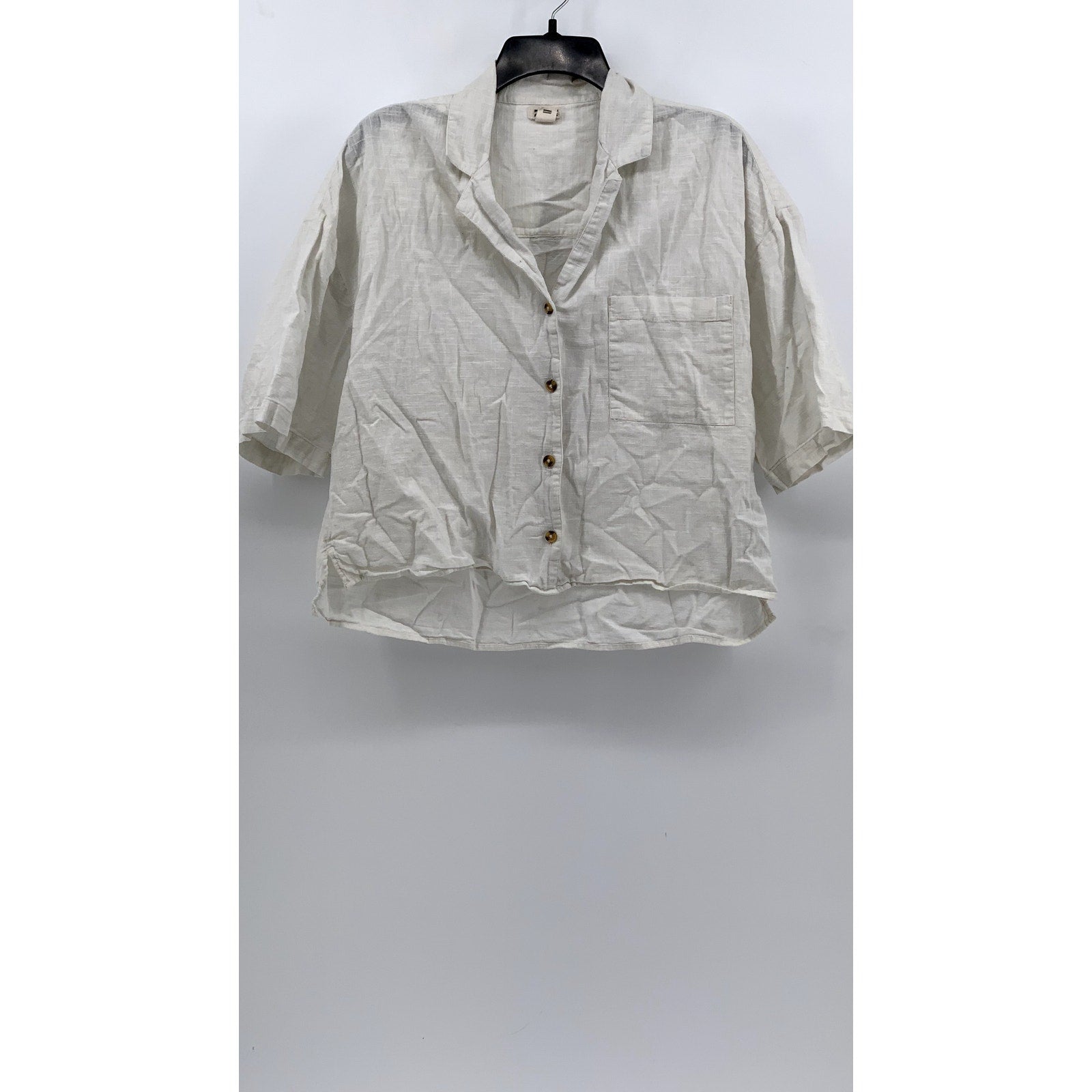 BILLABONG Women's White Button-Up Short Sleeve Top SZ M
