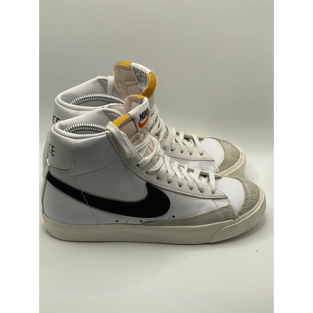 NIKE Men's White Blazer High-Top Round-Toe Swoop Logo Lace-Up Sneakers SZ 6.5