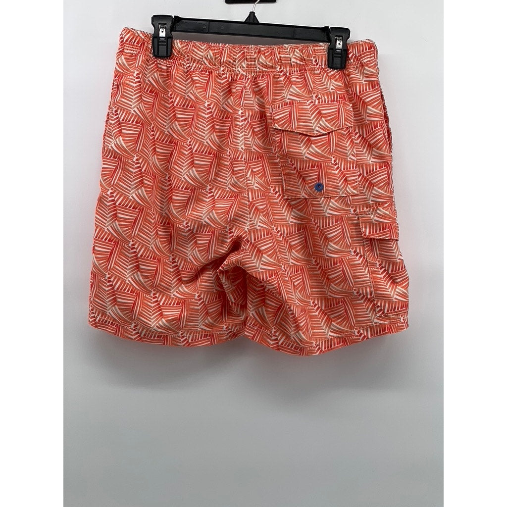 TOMMY BAHAMA RELAX Men's Orange Printed Drawstring Swim Shorts SZ M
